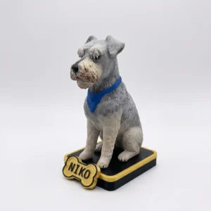 Escultura personalizada de perro hecha en bioplástico PLA mediante impresión 3D